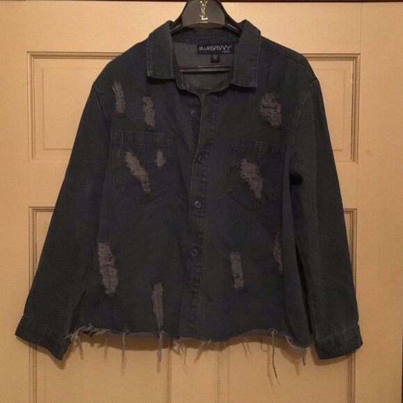 BlueSavvy Distressed Denim Jacket - Picture 2 of 5